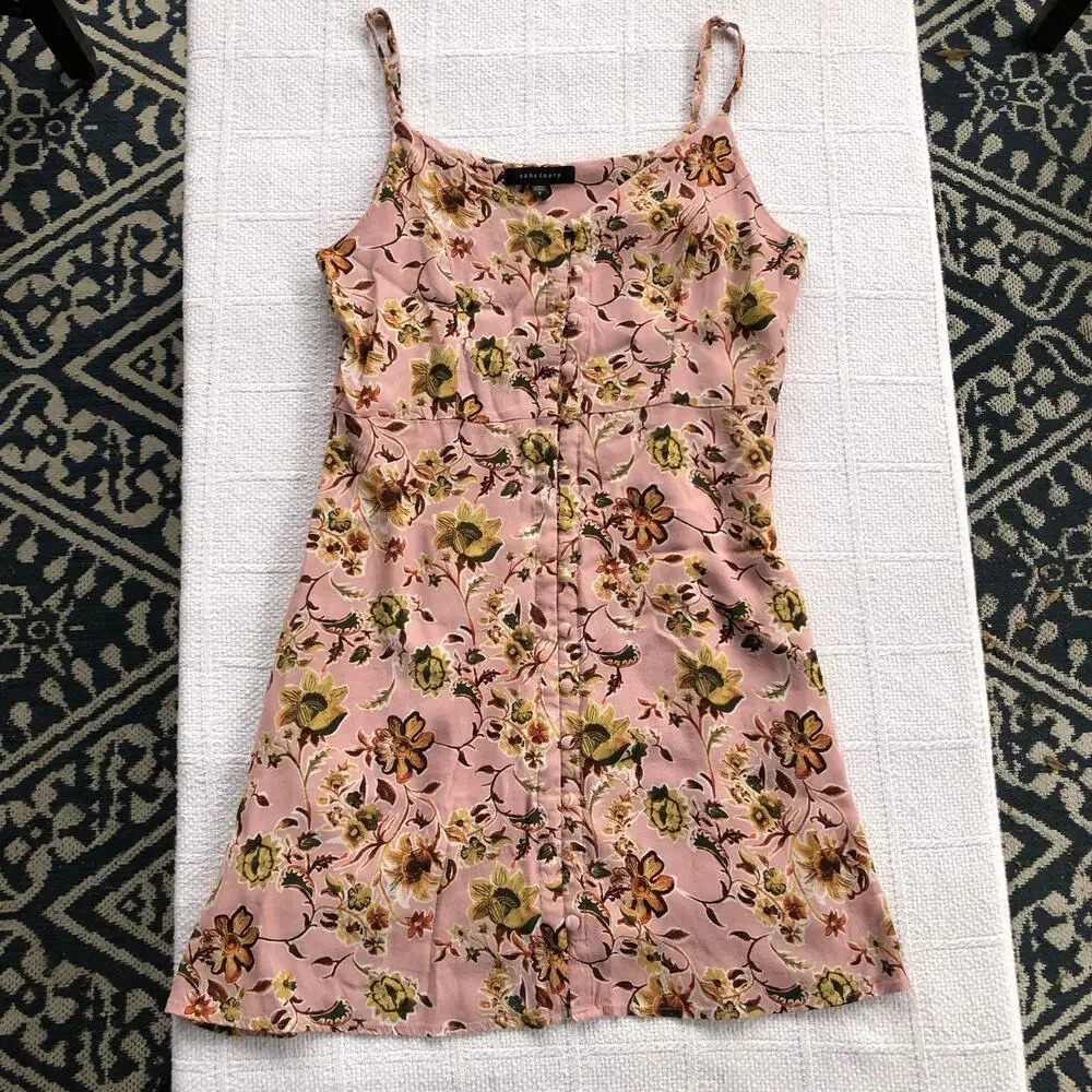 Sanctuary Anthropologie Floral Mini Dress Indie Sleaze Y2K Grunge Distressed